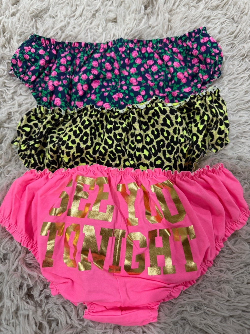 NWT Set of 3 Y2K Victoria's Secret PINK Foil See You Tonight Ruffle VTG Rare XS